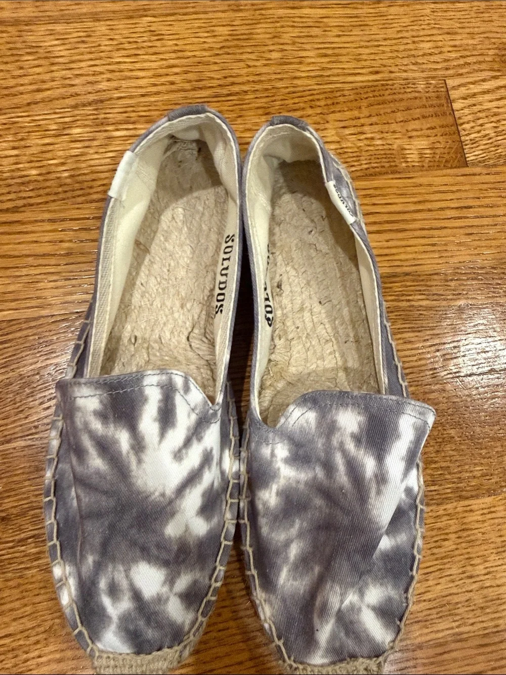 Soludos Tie-Dye Canvas Espadrilles in Gray and White